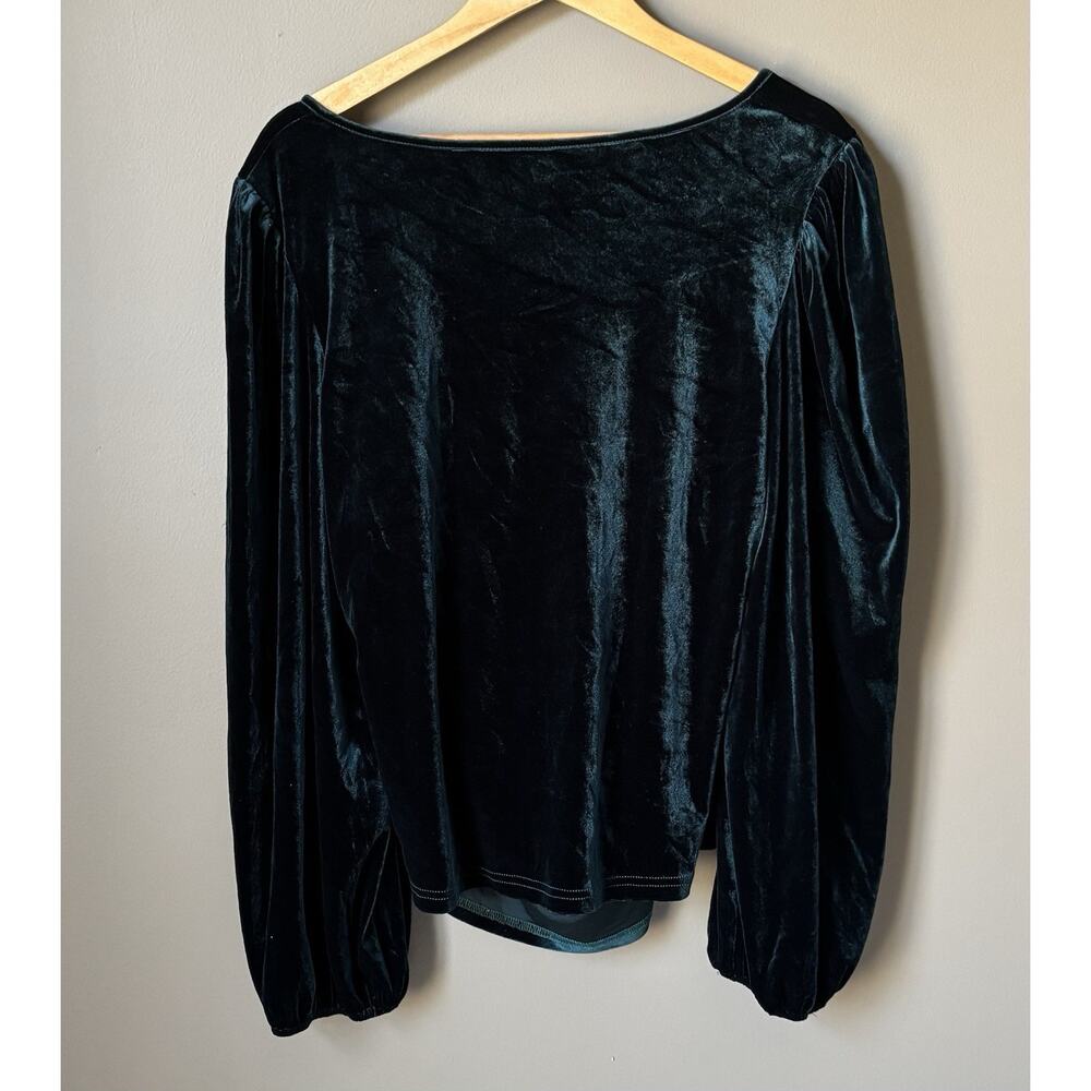 Green Velvet Top Long Sleeve Open Back Plus Size 4X Top